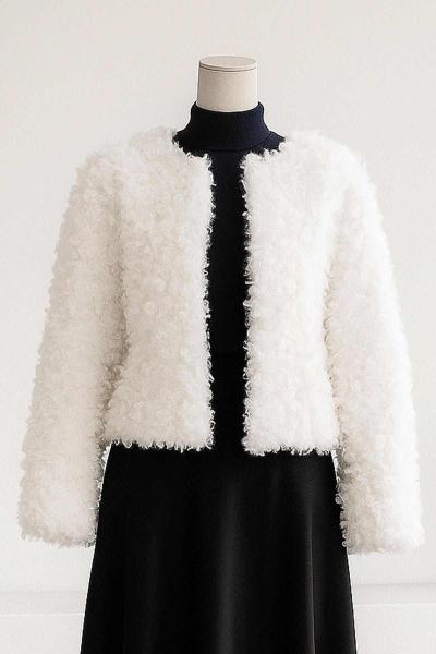 Kısa Peluş Ceket Ekru