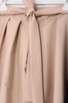 Yandan Bağlamalı Pileli Bondid Etek Bej