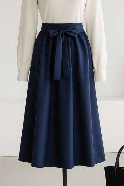 Yandan Bağlamalı Pileli Bondid Etek Saks