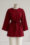 Duble Kol İnce Kuşaklı Selanik Tunik Bordo