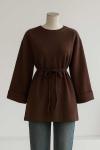 Duble Kol İnce Kuşaklı Selanik Tunik Kahve