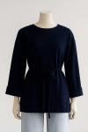 Duble Kol İnce Kuşaklı Selanik Tunik Lacivert