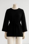 Duble Kol İnce Kuşaklı Selanik Tunik Siyah
