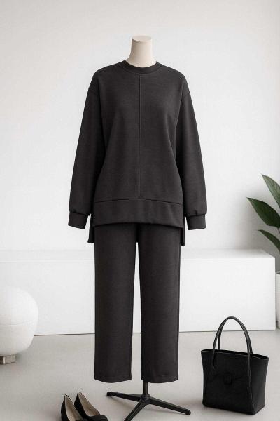 Arkası Uzun Dikişli Pantolonlu Oysho Takım Antrasit