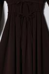 Çift Bağlamalı Pileli Poliviskon Elbise Kahve