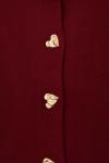 Kalp Düğmeli Kısa Triko Hırka Bordo