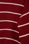 Bisiklet Yaka Enine Çizgili Triko Tunik Kırmızı