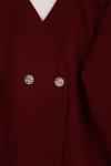 Çift Düğmeli V Yaka Kaşe Ceket Bordo