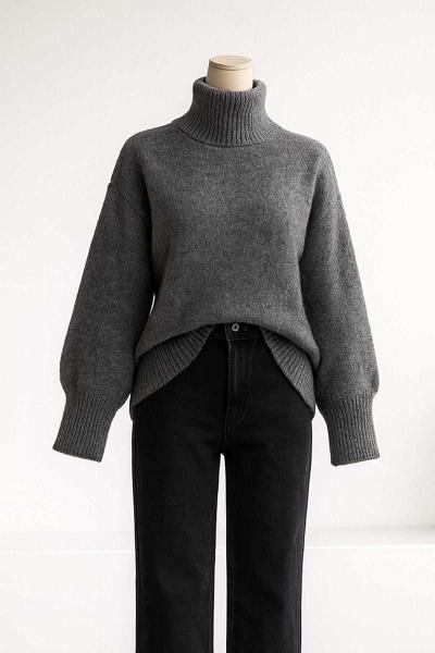 Yarım Balıkçı Basıc Triko Tunik Antrasit