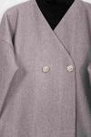Çift Düğmeli V Yaka Kaşe Ceket Gri
