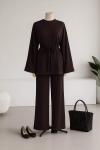 Duble Kol Yırtmaçlı Pantolonlu Oysho Takım Koyu Kahve