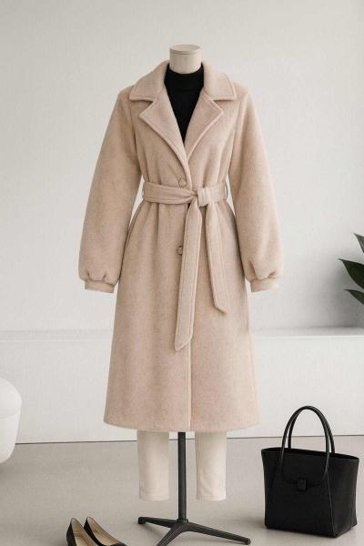 Balon Kollu Kuşaklı Fox Kürk Kaban Taş