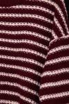 Çizgili İpek Purble Triko Kazak Bordo