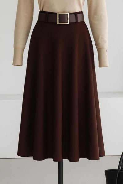 Deri Kemerli Balıksırtı Çan Etek Kahve