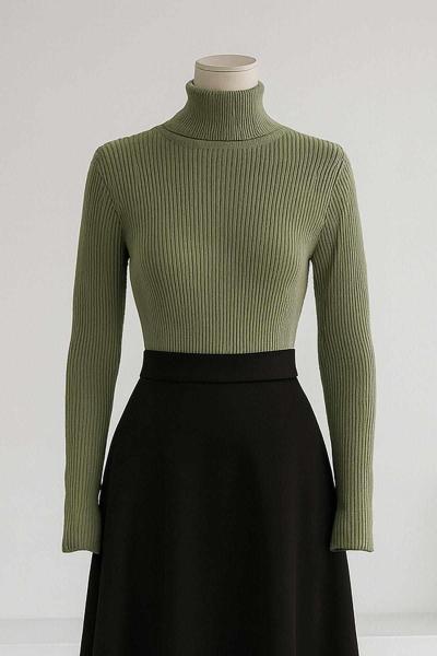 Likralı Balıkçı Triko Kazak Adaçayı