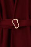 Kuşağı Tokalı Bol Kollu Kaşe Ceket Bordo