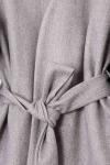 Yakasız Kuşaklı Oversıze Kaşe Ceket Açık Gri