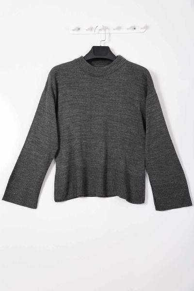 Bisiklet Yaka Basıc Triko Kazak Antrasit