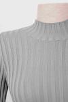 Dik Yaka Likralı Triko Bady Gri