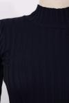 Dik Yaka Likralı Triko Bady Lacivert