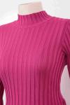 Dik Yaka Likralı Triko Bady Fuşya