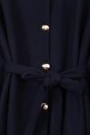 Beli Kuşaklı Düğmeli Oversıze Kaşe Panço Lacivert