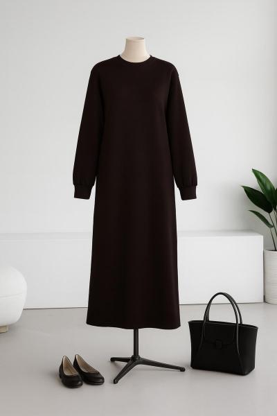 Salaş Basıc Aysho Elbise Koyu Kahve