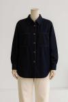 Düğmeli Oversize Kot Gömlek Lacivert