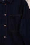 Düğmeli Oversize Kot Gömlek Lacivert