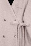 Dört Düğmeli Yandan Bağlamalı Yünlü Kaşe Ceket Açık Taş
