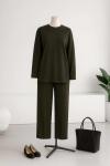Arkası Uzun Parçalı Dikişli Pantolonlu Oysho Takım Haki