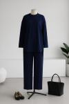 Arkası Uzun Parçalı Dikişli Pantolonlu Oysho Takım Lacivert