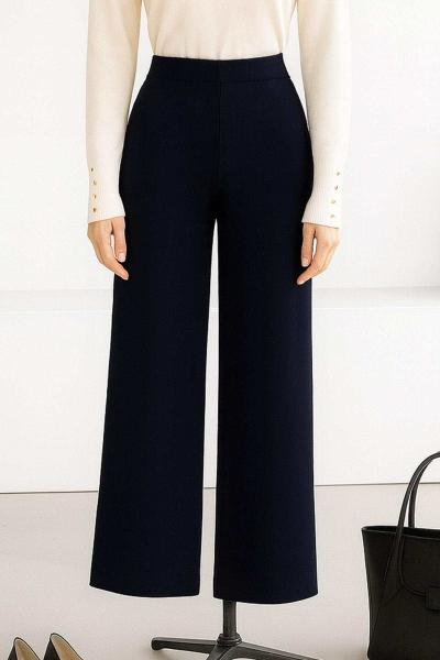 Beli Lastikli Selanik Örgü Pantolon Lacivert