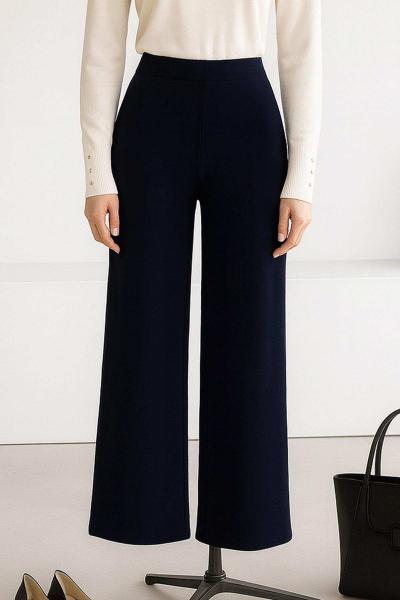 Beli Lastikli Selanik Örgü Pantolon Siyah