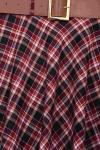 Beli Kemerli Ekoseli Çan Etek Bordo