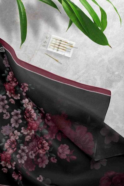 Krash Desenli Şal Bordo Siyah