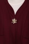 Üstü Çiçek Düğmeli Dikişli Scuba EtekliTakım Bordo