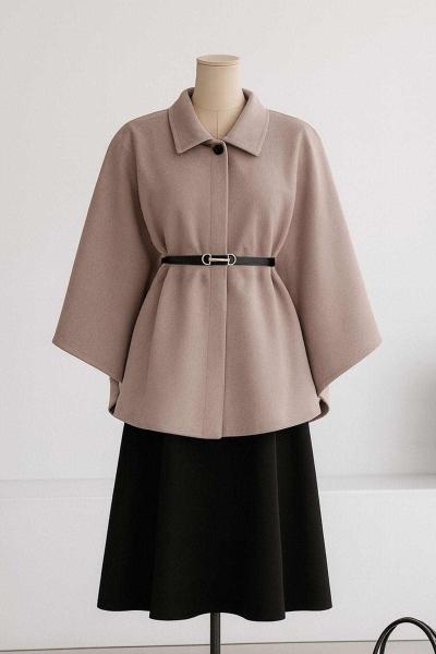 Beli Kemerli Kaşe Panço Vizon