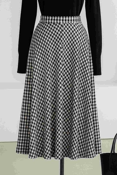 Ekose Desenli Çan Etek Siyah Gri