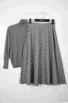Ekose Desenli Çan Etek Siyah Gri