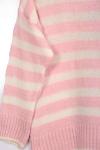 Bisiklet Yaka Kalın Enine Çizgili Triko Tunik Pembe