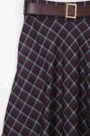 Beli Kemerli Ekoseli Çan Etek Bordo
