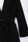 Kolları Apolet Detaylı Kaşe Kaban Siyah