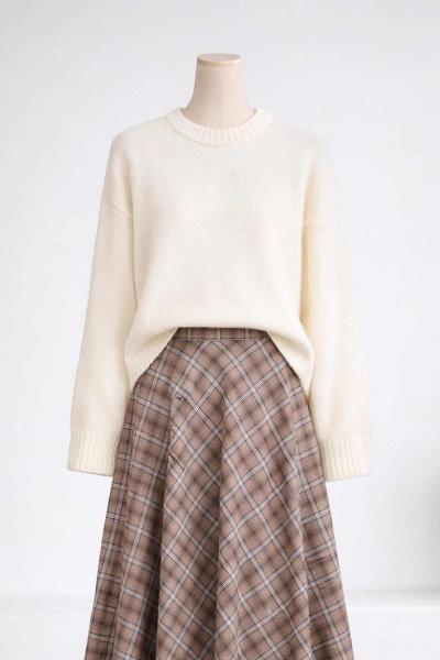 Sıfır Yaka Basıc Triko Tunik Ekru