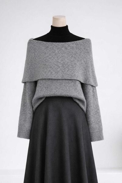 Straplez Yumoş Triko Kazak Gri