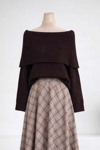 Straplez Yumoş Triko Kazak Kahve