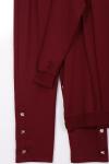 Omuzları Paçaları Düğmeli İkiiplik Takım Bordo