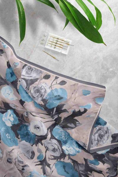 Aqa Soft Dijital Desenli Eşarp Füme