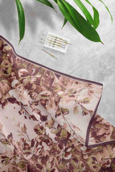 Aqa Soft Dijital Desenli Eşarp Koyu Kahve