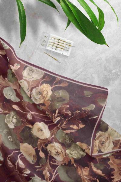 Aqa Soft Dijital Desenli Eşarp Koyu Kahve